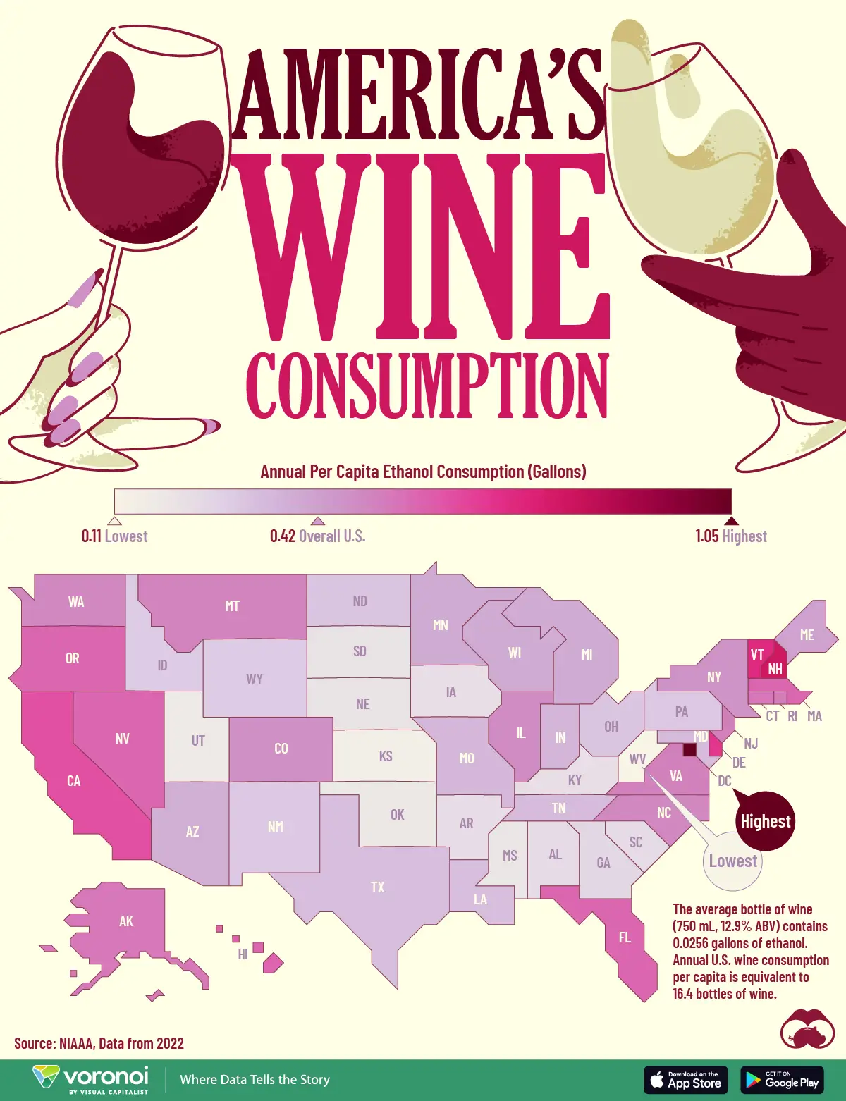 Mapped: America’s Wine Consumption By State<br />
